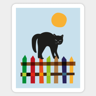 Cat on the fence Sticker